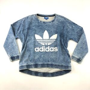 Adidas Originals Vintage pullover blue acid wash Big Logo dolman sleeve XL RARE